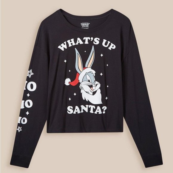 ❤️NWT VINTAGE TORRID TEE - BUGS BUNNY LOONEY TUNES CHRISTMAS HOLIDAY SANTA HAT - Picture 10 of 13